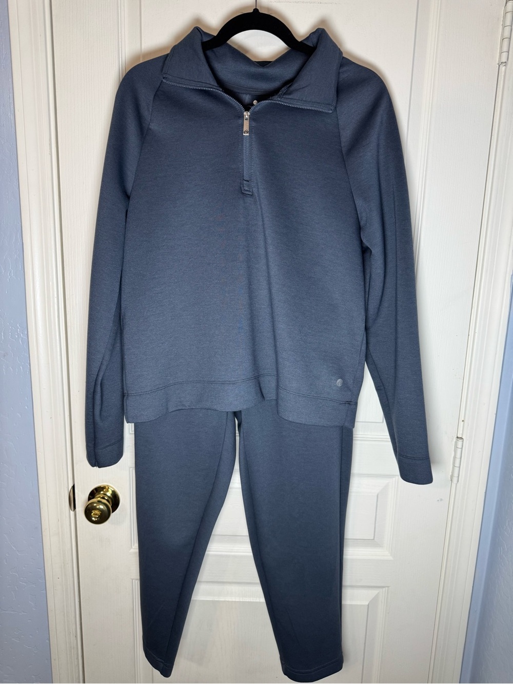 Apana Slate Blue Half-Zip Jogger Set